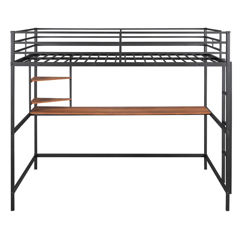 Streamdale Full Metal Loft Bed With Desk And Shelves