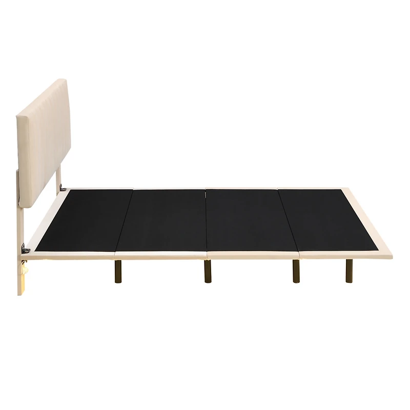 Streamdale Queen Velvet Bed with Headboard and Light Sensor