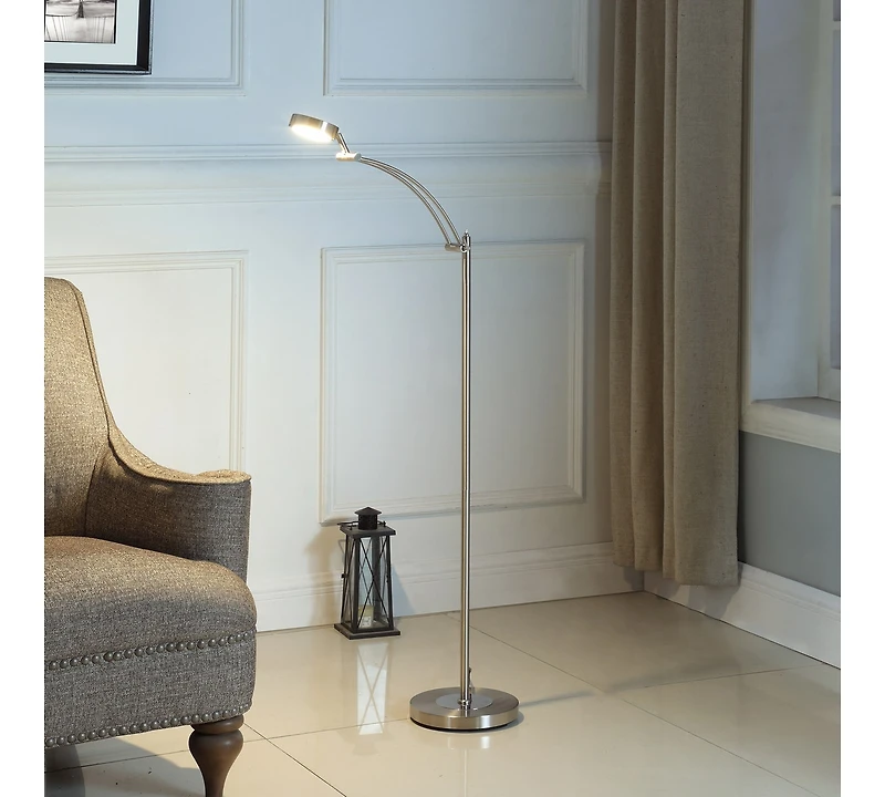 Streamdale 54-Inch-Long Tinsley Silver Integrated Led Task Floor Lamp