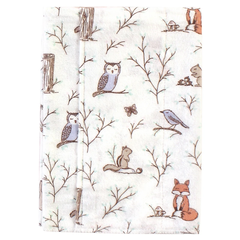 Hudson Baby Infant Girl Cotton Flannel Burp Cloths and Receiving Blankets, 8-Piece, Enchanted Forest, One Size