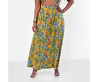 Rebdolls Plus Bon Voyage Tropical Print Skater Skirt