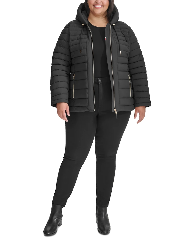 Tommy Hilfiger Plus Hooded Packable Puffer Coat, Created for Macy's