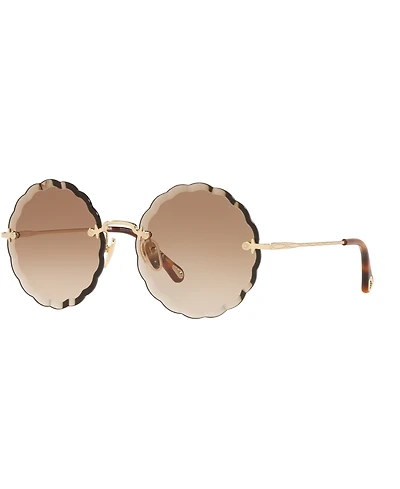 Chloe Women's Round Etched Metal Sunglasses, CH0047S