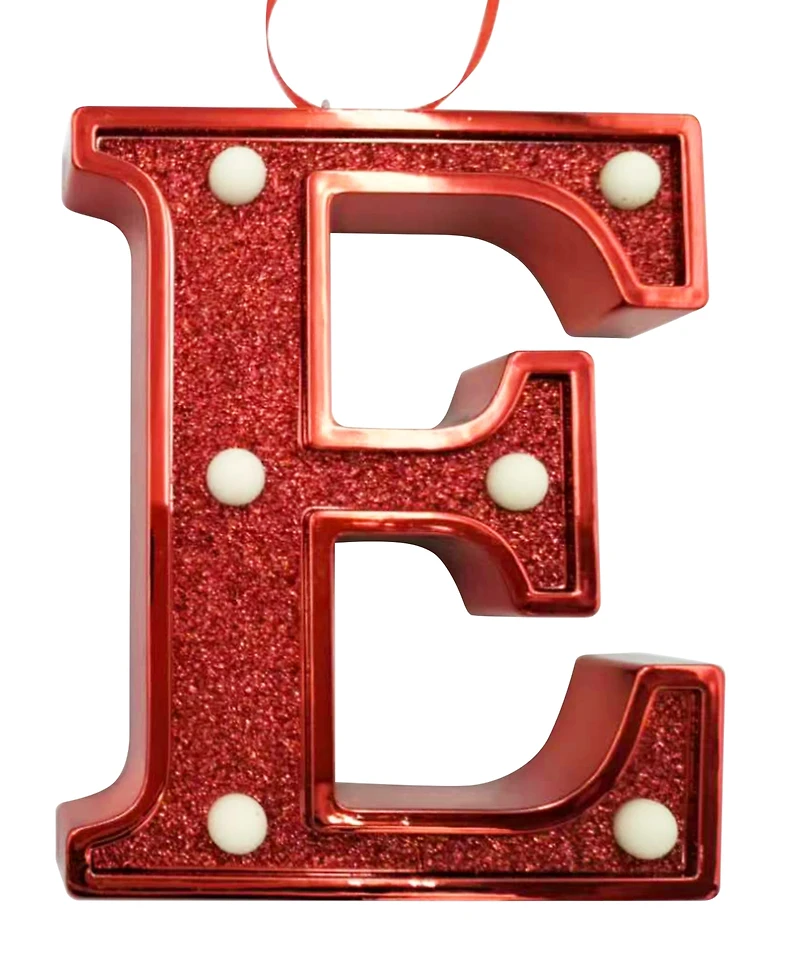 Ganz Light Up Initial Red Glitter Ornament