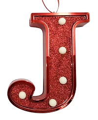 Ganz Light Up Initial Red Glitter Ornament