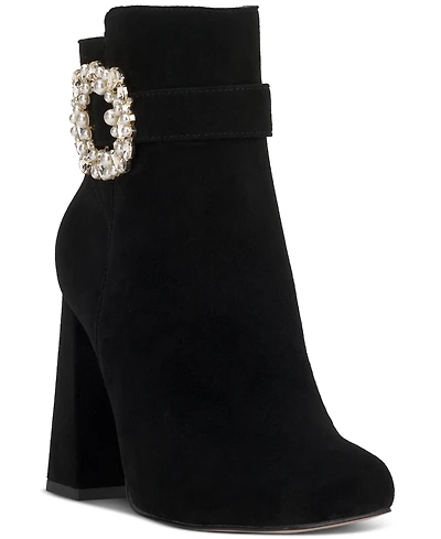 Jessica Simpson Women's Luminna Embellished Buckle Block-Heel Booties
