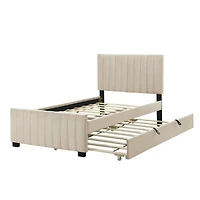 Streamdale Twin Velvet Upholstered Platform Bed With Trundle, Pink