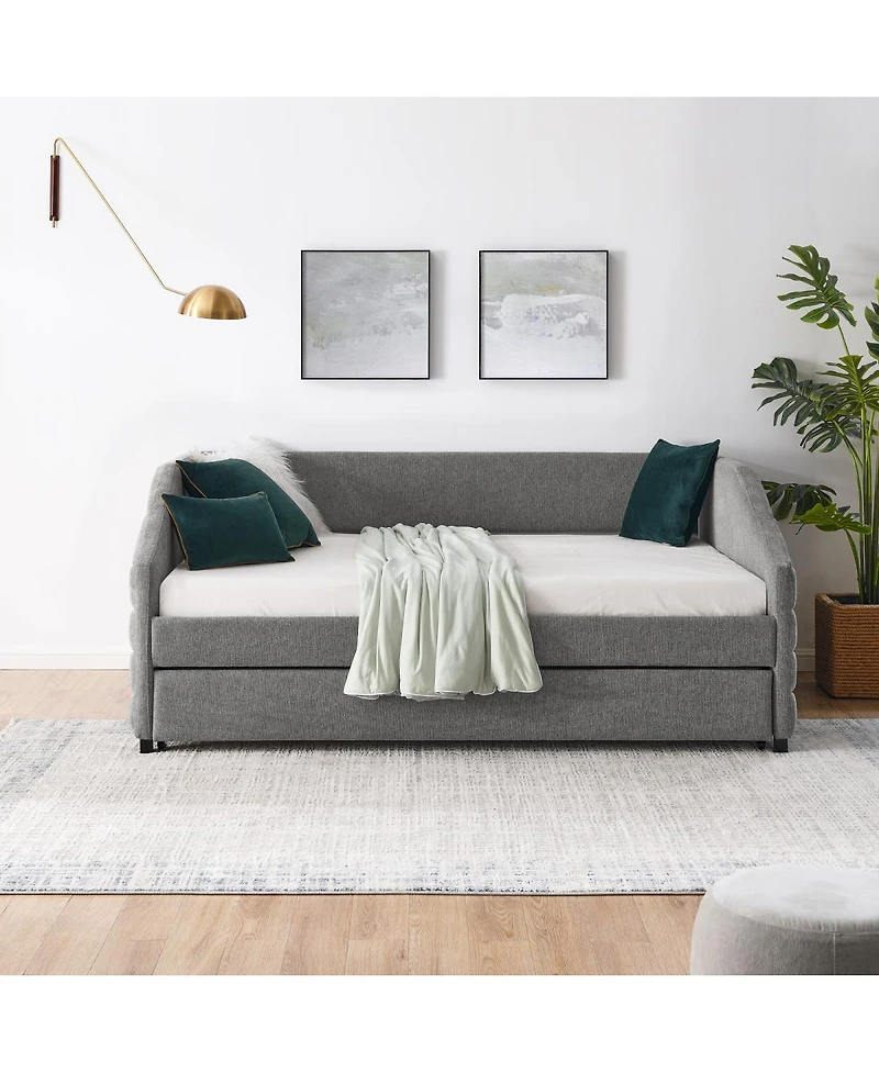 Streamdale Twin Daybed with Trundle & Tufted Headboard