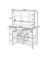 Large Outdoor Wooden Potting Bench Table with Storage Options