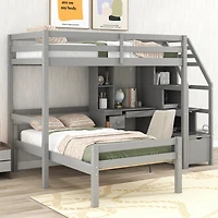 Streamdale Twin Loft Bed with Stairs, Desk, Storage