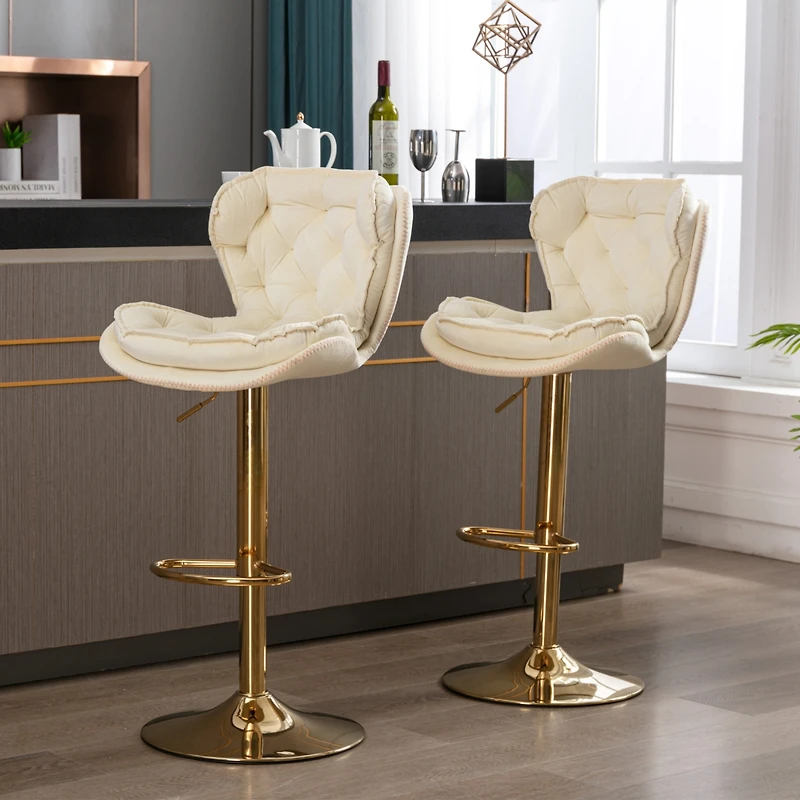 Streamdale Chrome Swivel Bar Stools with Adjustable Lift