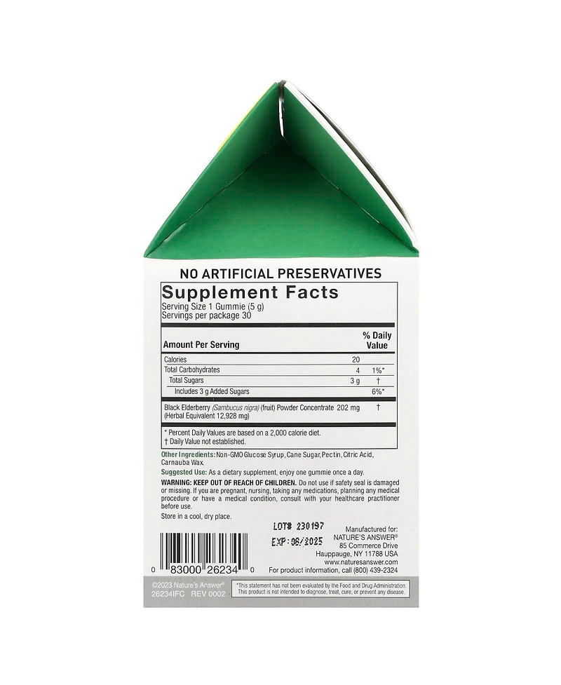 Nature's Answer Sambucus Mega Gummies 7X Strength 202 mg
