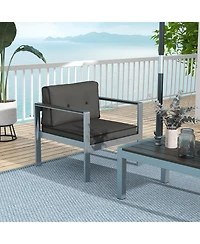 Slickblue Contemporary Sofa Chair with Wpc Armrests and Back Cushions-Grey