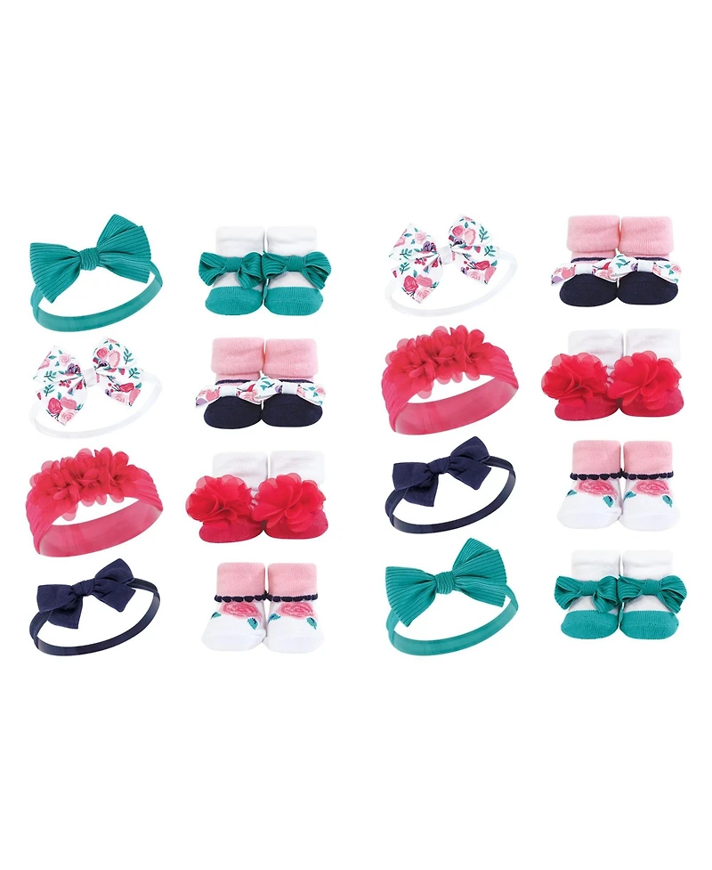Hudson Baby Girls 16Pc Headband and Socks Giftset