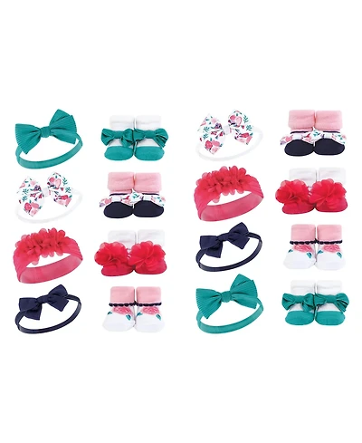 Hudson Baby Girls 16Pc Headband and Socks Giftset