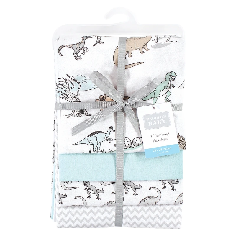 Hudson Baby Cotton Flannel Receiving Blankets, 4-Pack, One Size