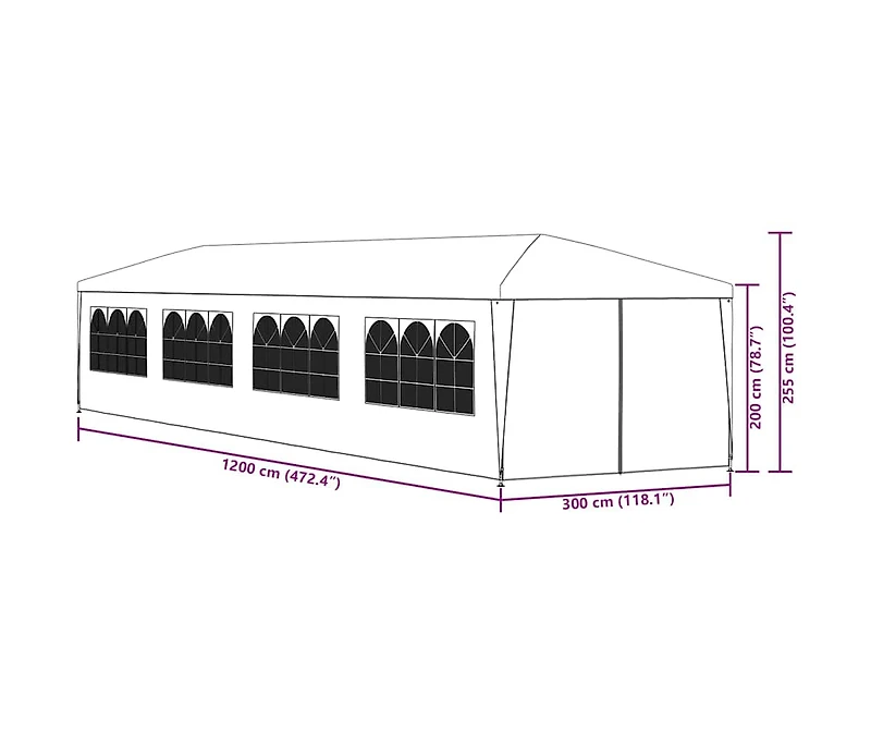 Party Tent 9.8' x 39.4' Anthracite