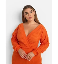 Rebdolls Women's Ribbed Drop Sleeve Mini Bodycon Dress