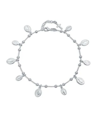 Bling Jewelry Multi Charm Virgin Mary Medallion Religious Dangle Anklet Ankle Bracelet Sterling Silver Long 10 Inch 1 X22