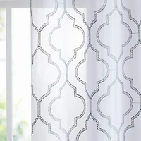 Kate Aurora 2 Piece Charlotte Clover Trellis Grommet Top Sheer Voile Window Curtain Panels