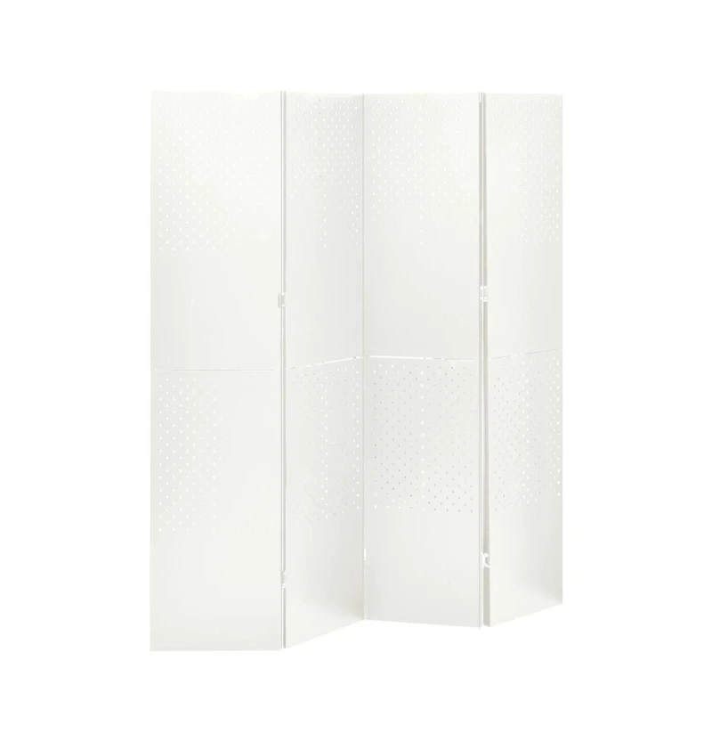 vidaXL 4-Panel Room Dividers 2 pcs White 63"x70.9" Steel