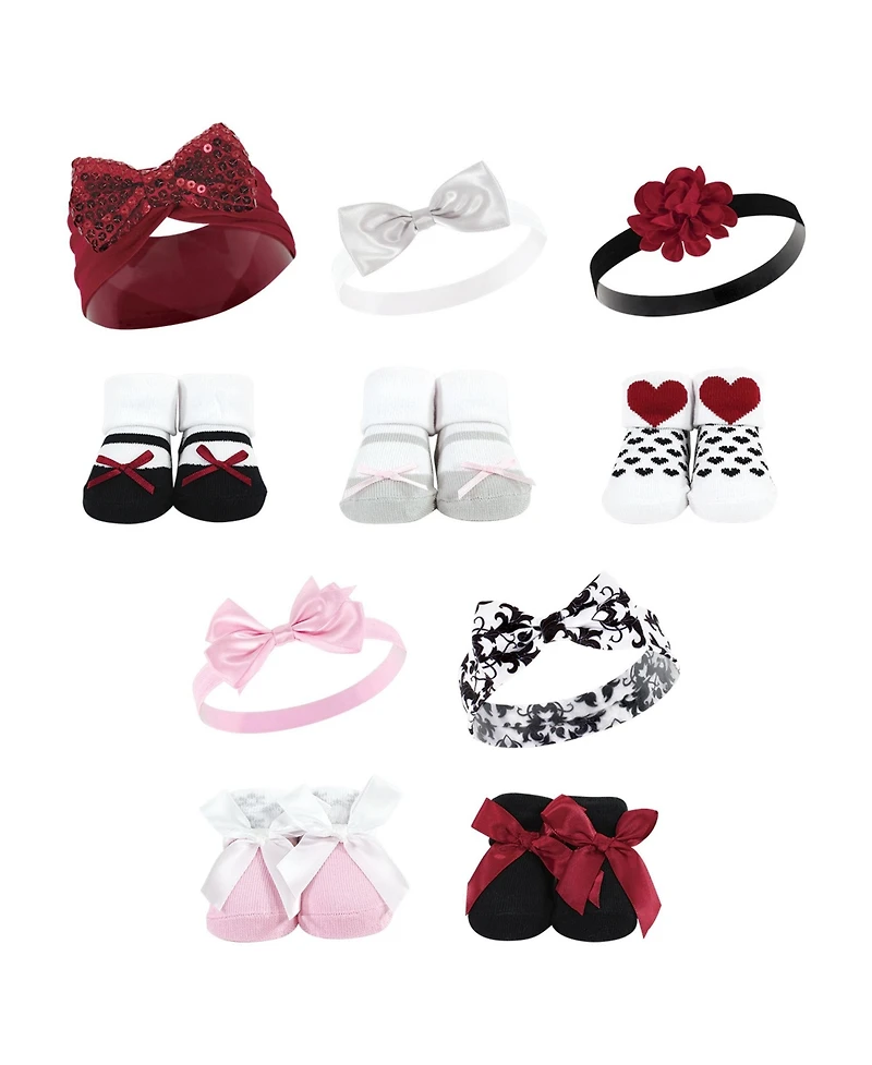 Hudson Baby Baby Girls 10-Piece Accessory Bundle Headbands & Socks