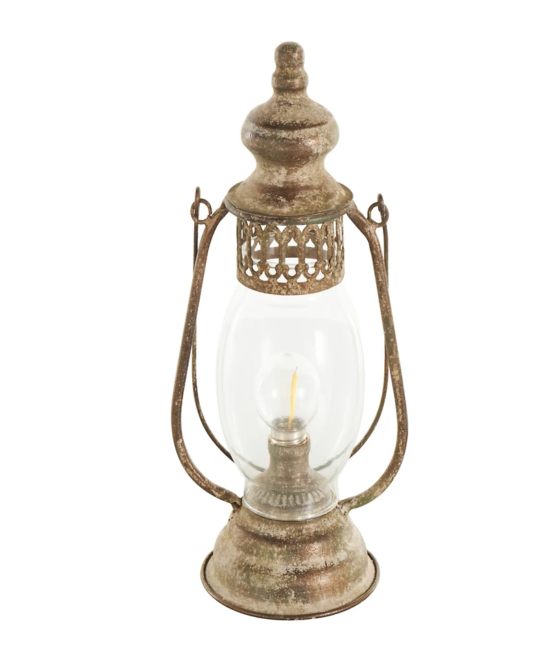 Rosemary Lane 17" Metal Distressed Antique Style Lantern Accent Lamp