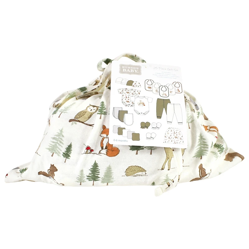 Hudson Baby Baby Boys Hudson Layette Starter Set 25pc, Forest Animals, 0-6 Months