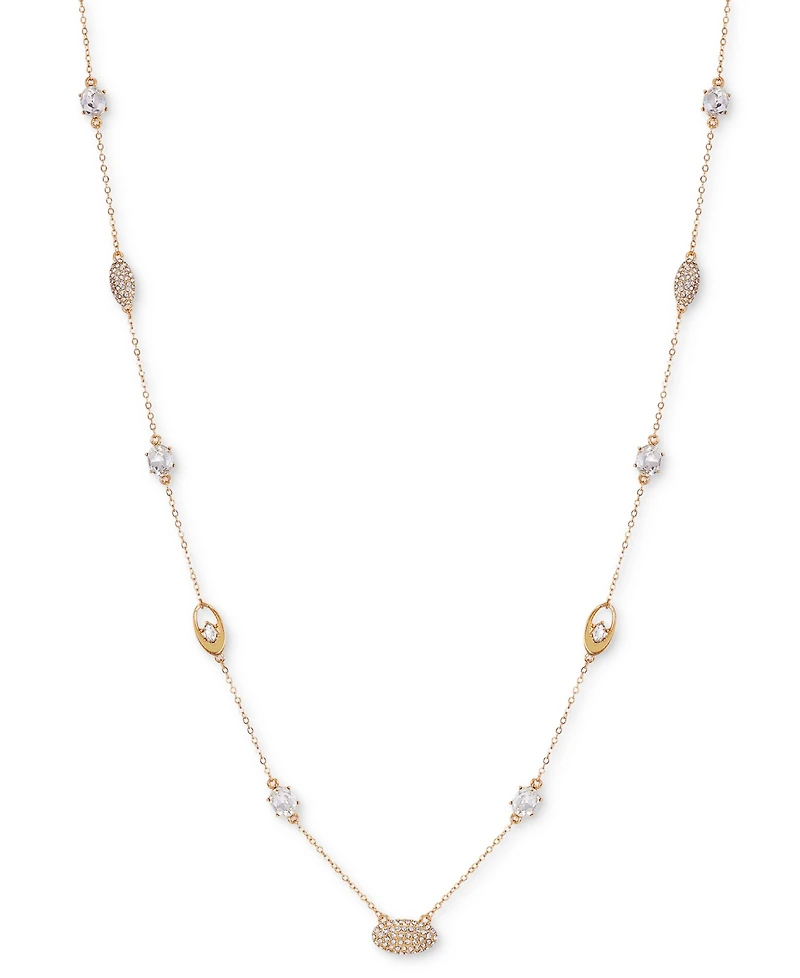 T Tahari Gold-Tone Crystal & Open Oval 36" Strand Necklace