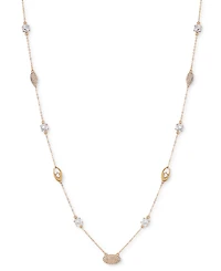 T Tahari Gold-Tone Crystal & Open Oval 36" Strand Necklace