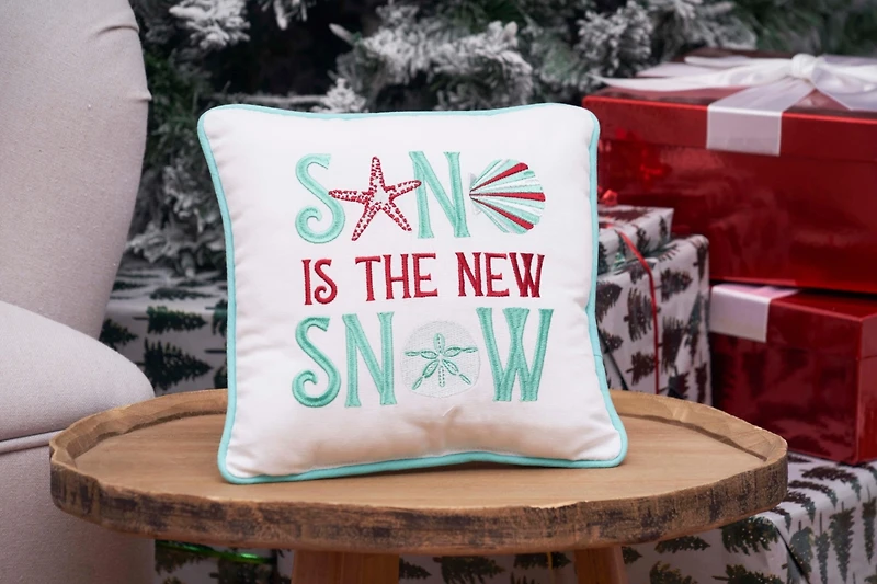 Sand Is The New Snow Small Christmas Accent Pillow, 10" x 10"