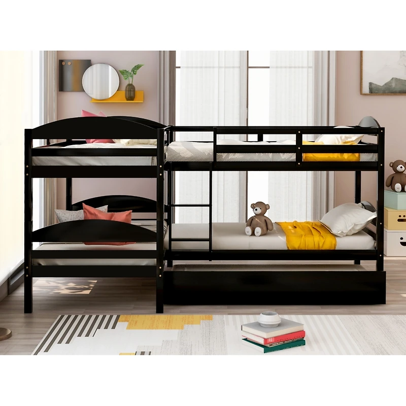 Streamdale Twin L-Shaped Bunk Bed With Trundle