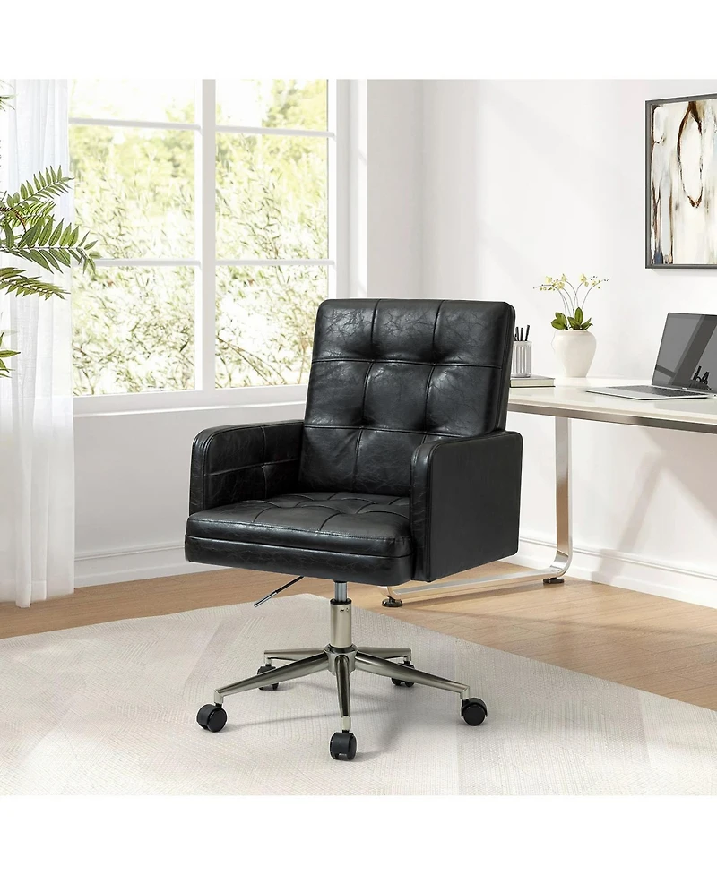 Hulala Home Mid-century Modern Height-Adjustable 360° Swivel Office Chair