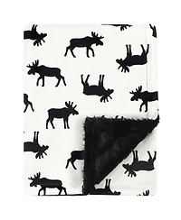 Hudson Baby Boys Velvety Plush Blanket with Fuzzy Trim and Soft Underside