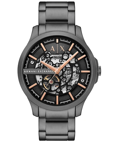 A|X Armani Exchange Men's Automatic Three-Hand Gunmetal Stainless Steel Watch 46MM