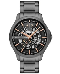 A|X Armani Exchange Men's Automatic Three-Hand Gunmetal Stainless Steel Watch 46MM