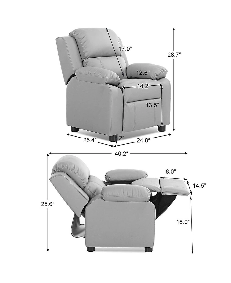 Costway Deluxe Padded Kids Sofa Armchair Recliner Headrest Children