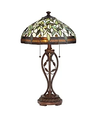 Robert Louis Tiffany Traditional Table Lamp 26" High Bronze Leaf and Vine Glass Shade for Living Room Family Bedroom Bedside Nightstand