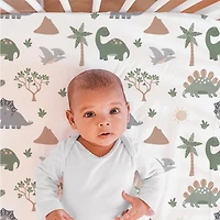 The Peanutshell Dinosaur Dreams Crib Bedding Set for Baby Boys, 3 Piece Nursery Set