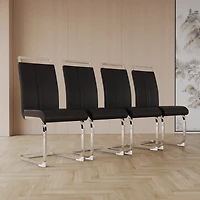 Modern Leather Upholstered Dining Chairs with Metal Legs (Set of 4)