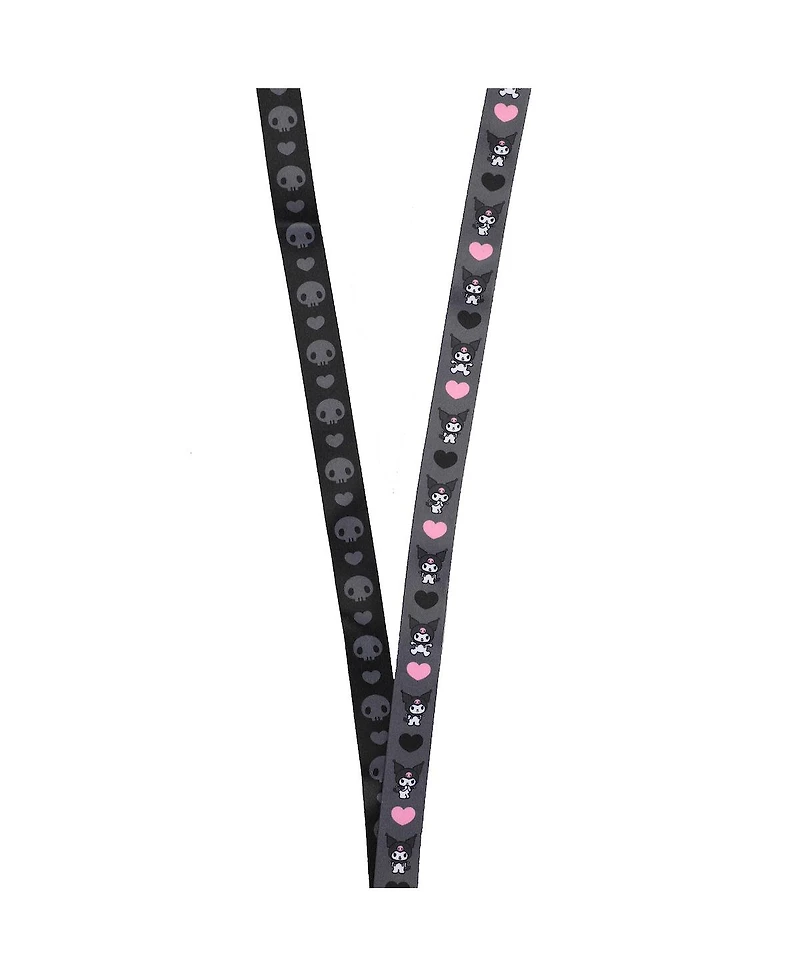 Kuromi Hearts & Skulls Black Lanyard With Character Charm