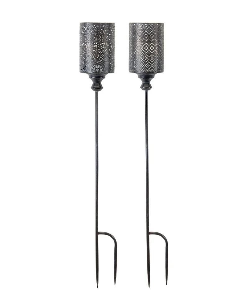 Slickblue Punched Metal Candle Holder Garden Stake (Set of 4)