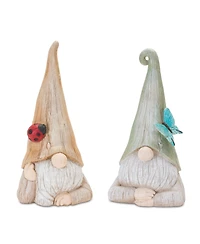 Slickblue Gnome Statue With Wood Grain Design (Set of 2)