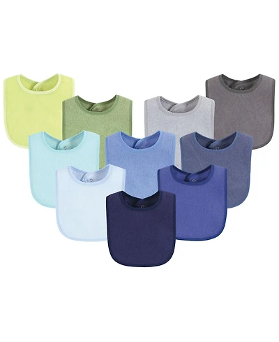 Hudson Baby Drooler Bib with Waterproof Lining, One 10-Pack