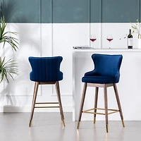 Simplie Fun Fabric Upholstered Wingback Bar Stools, Set of 2, Blue