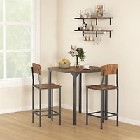 Homcom Three Piece Indoor Tabletop Collection w/Matching Seats Metal Legs for Stability