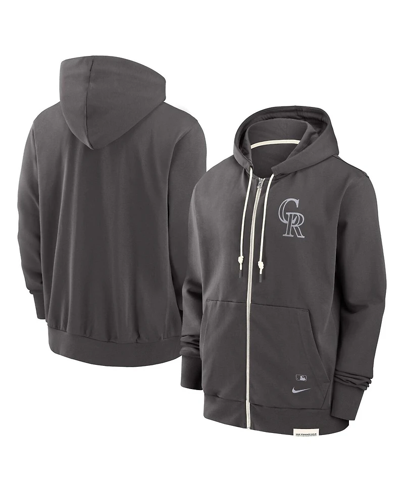 Nike Men's Charcoal Colorado Rockies Authentic Collection Travel Player Performance Full-Zip Hoodie