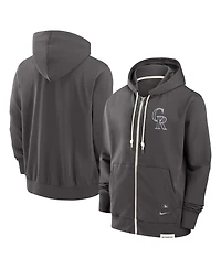 Nike Men's Charcoal Colorado Rockies Authentic Collection Travel Player Performance Full-Zip Hoodie