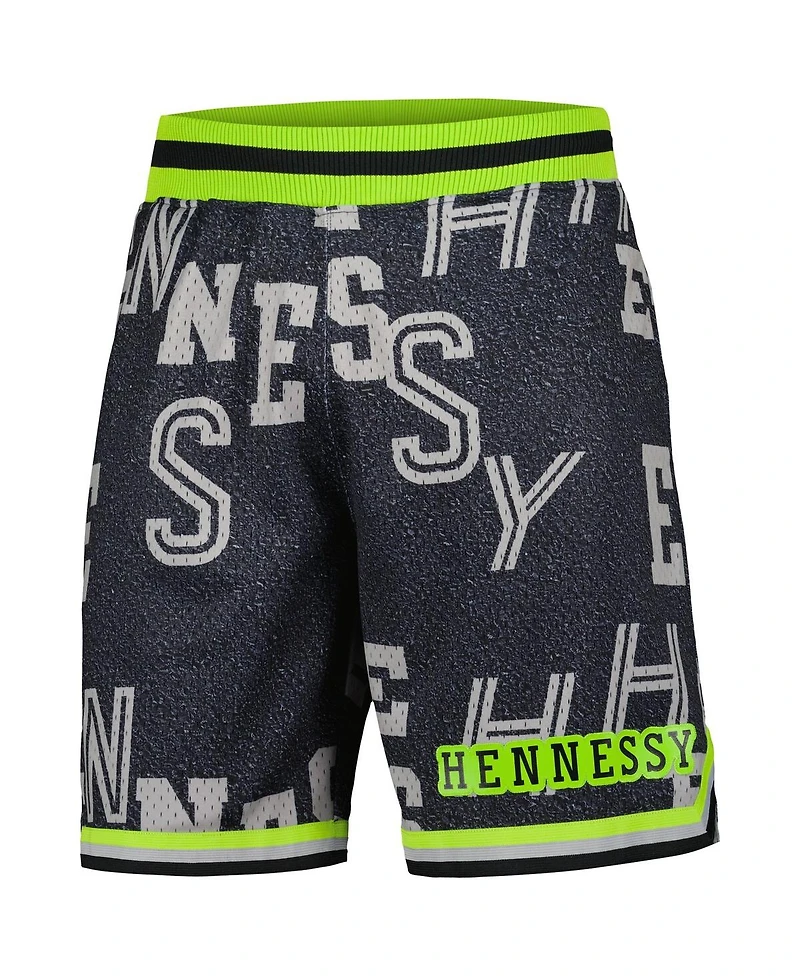 Mitchell & Ness Men's Black Nba x Hennessy Neon Concrete Game Day Shorts