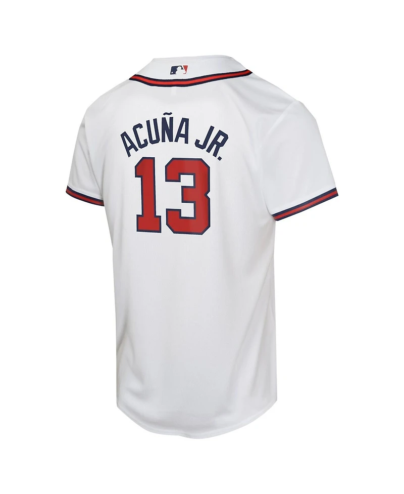 Nike Big Boys and Girls Ronald Acuna Jr. White Atlanta Braves Home Game Player Jersey